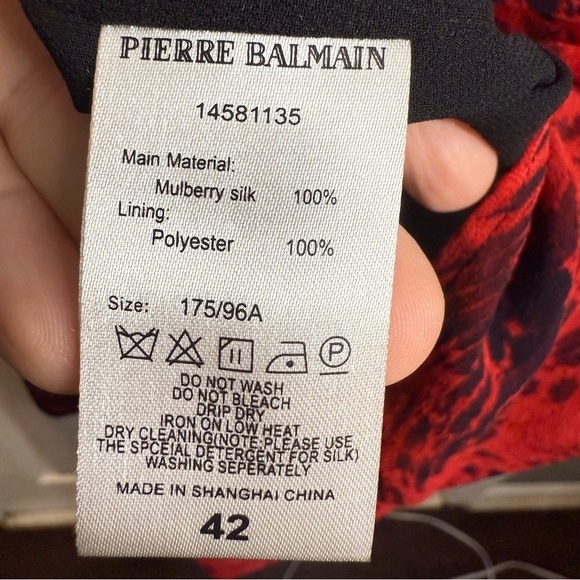 Pierre Balmain Mulberry Silk Dress Red and Black Animal Print Size EU 42 GUC - Picture 10 of 10